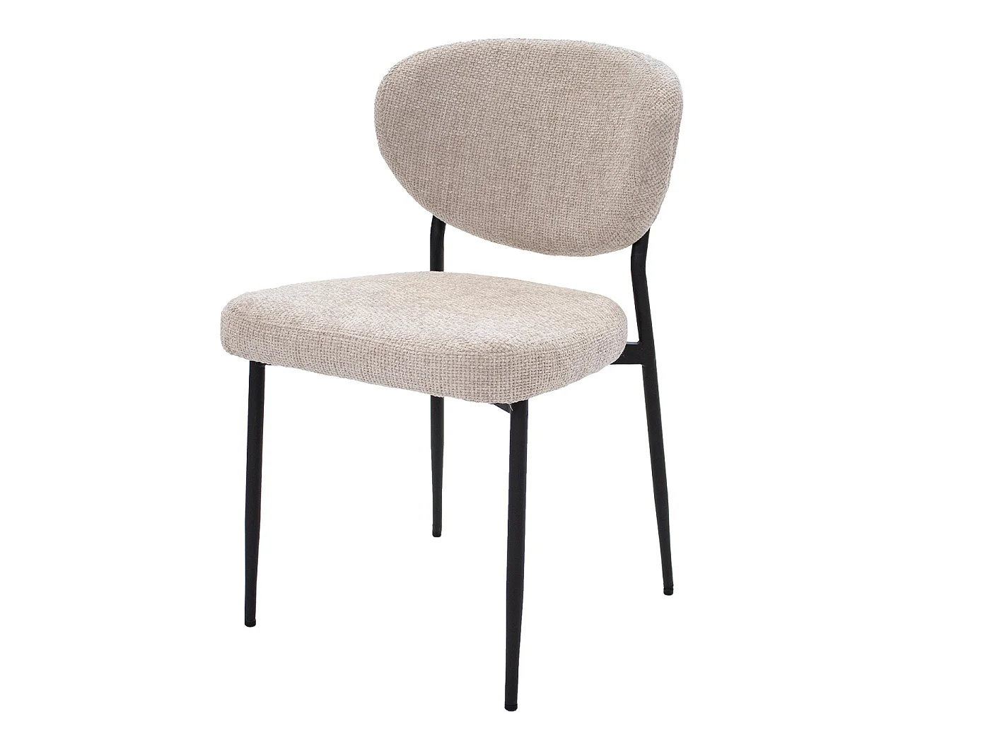 Eetkamerstoel Vajèn - Beige met Zwart Onderstel - Set van 2