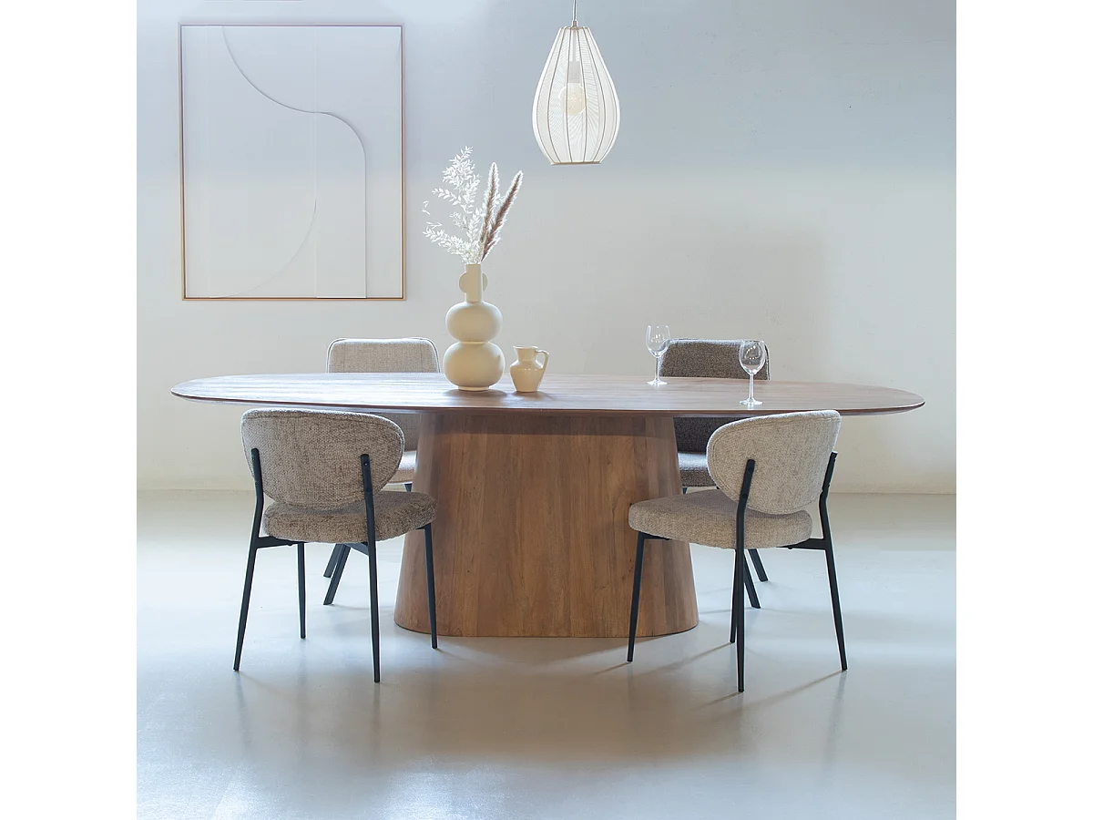 Eettafel Stijn - Deens Ovaal Mangohout Bruin - 180 x 100 x 76 cm - 4-6 personen