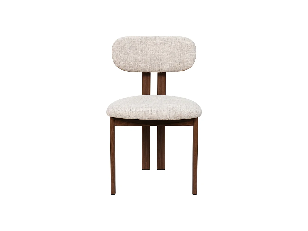 Eetkamerstoel Noor - Beige met Walnootkleurig Onderstel - Set van 2