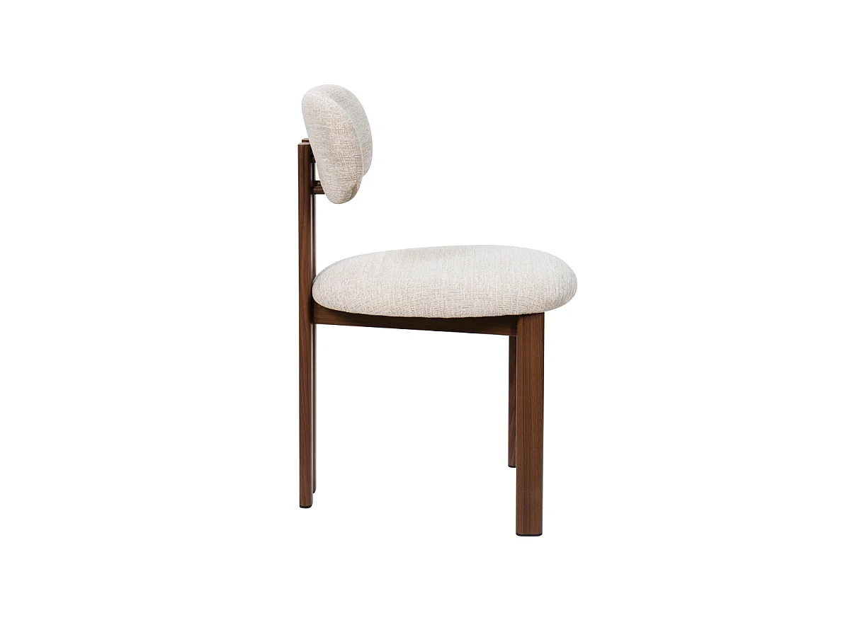 Eetkamerstoel Noor - Beige met Walnootkleurig Onderstel - Set van 2