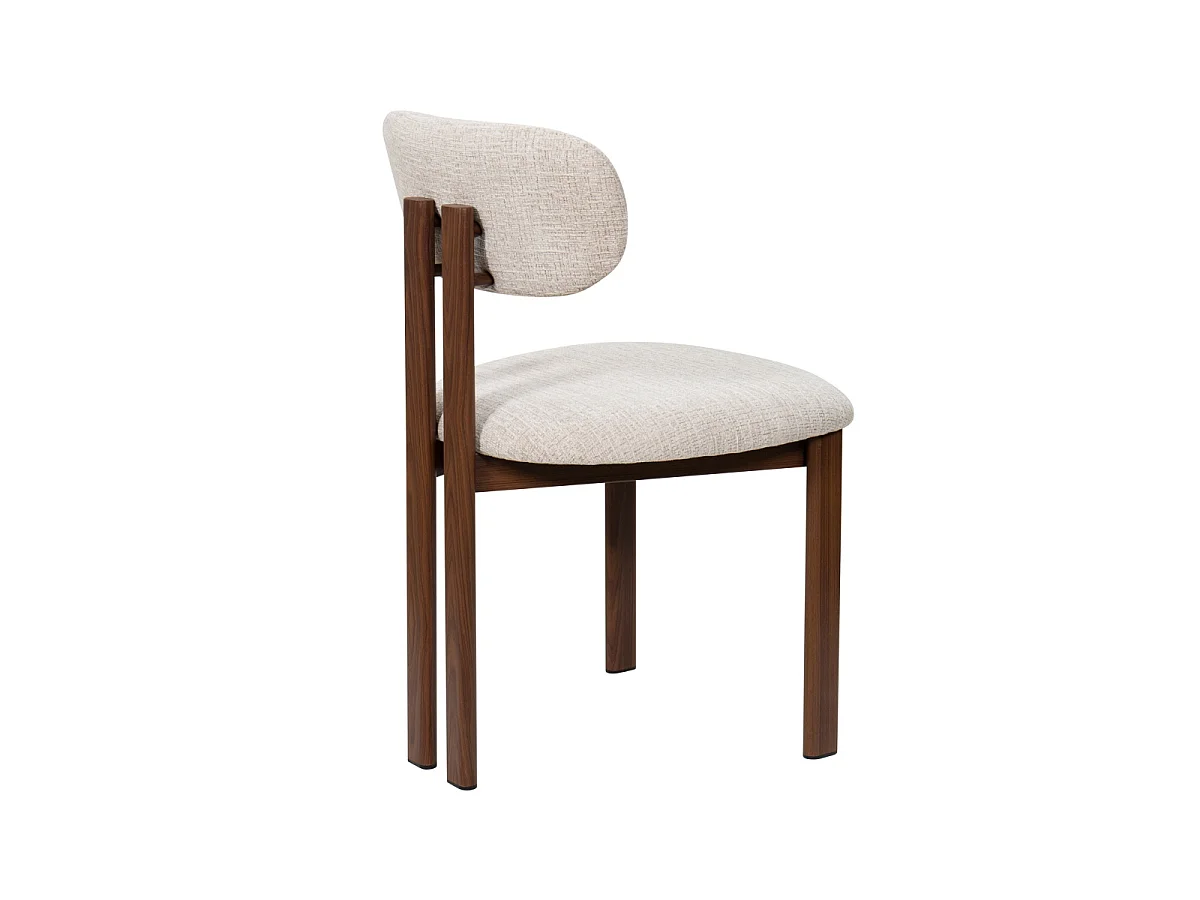 Eetkamerstoel Noor - Beige met Walnootkleurig Onderstel - Set van 2