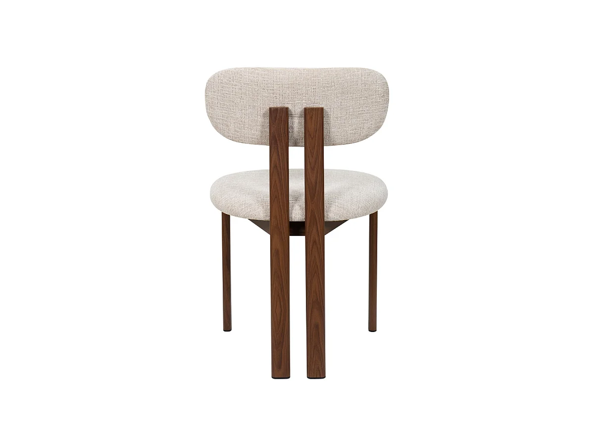Eetkamerstoel Noor - Beige met Walnootkleurig Onderstel - Set van 2