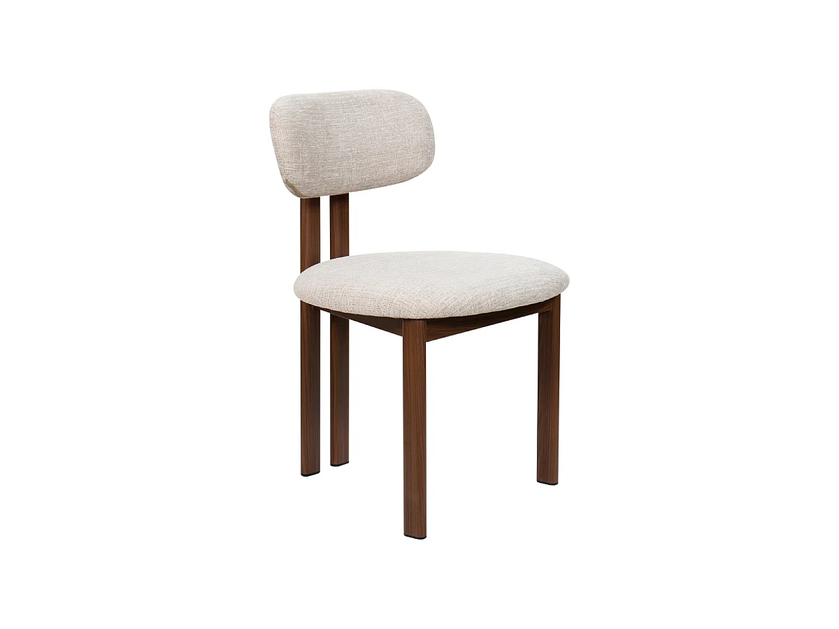 Eetkamerstoel Noor - Beige met Walnootkleurig Onderstel - Set van 2