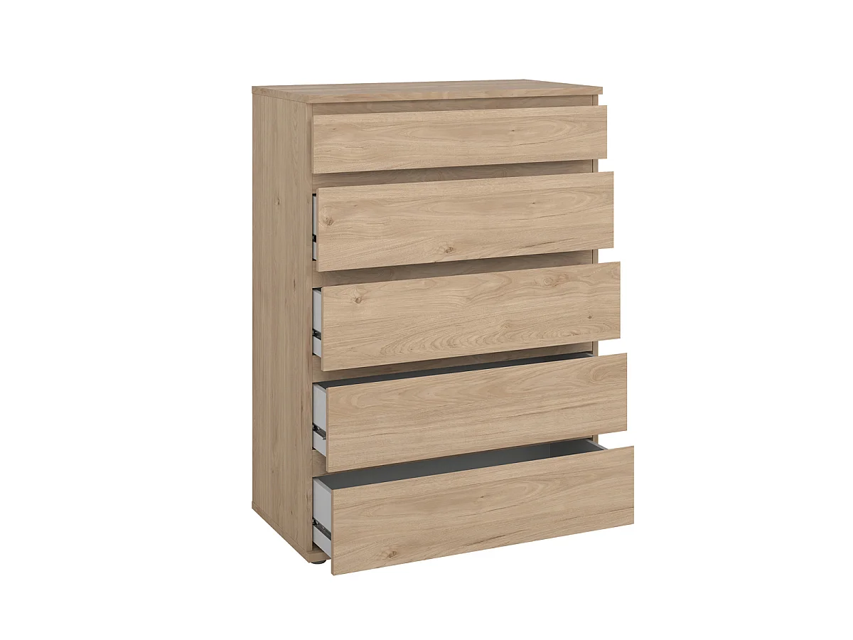 Ladekast Nova - Naturel Jackson Hickory-houtlook met 5 Lades - 76,8 x 40 x 106,6 cm