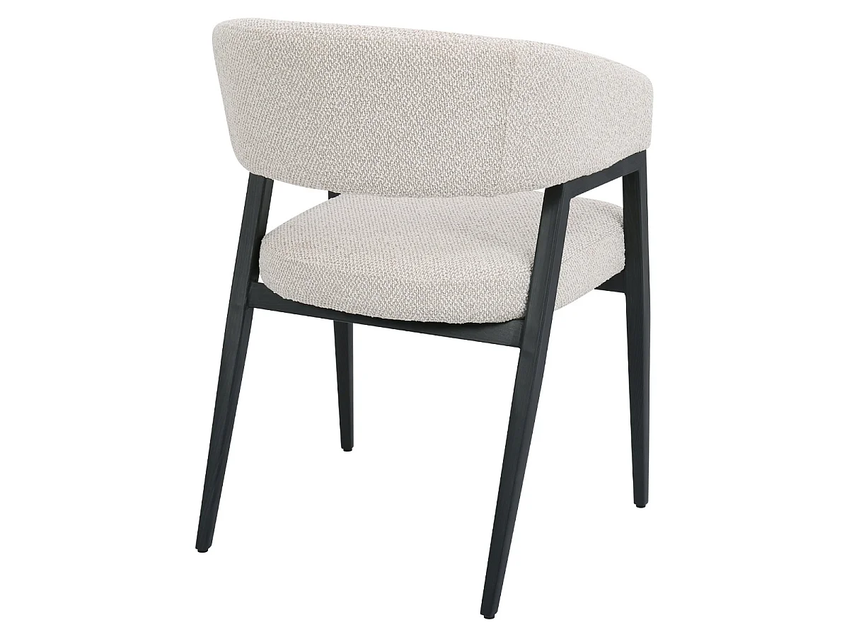 Eetkamerstoel Fureso met Armleuningen - Beige Stof/Zwart Metaal - Set van 2
