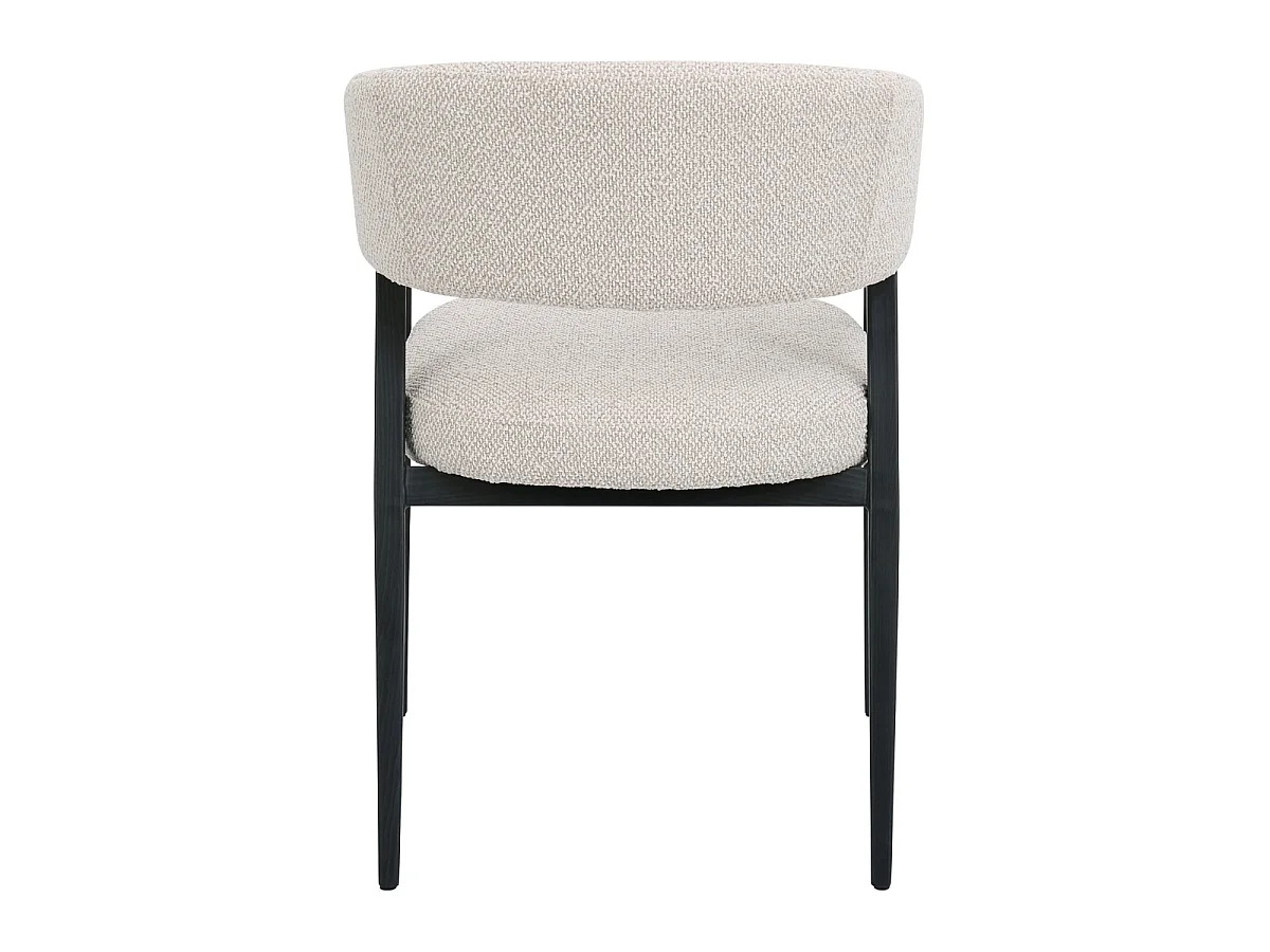 Eetkamerstoel Fureso met Armleuningen - Beige Stof/Zwart Metaal - Set van 2