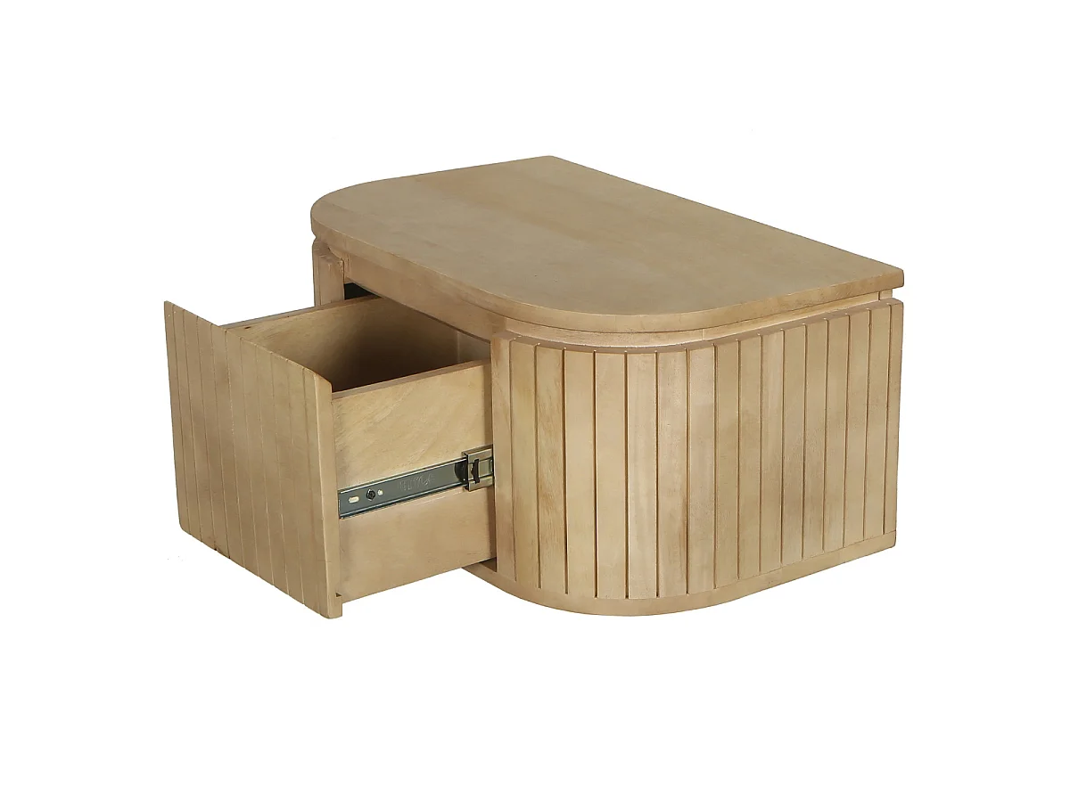 Nachtkastje Merel - Zwevend Mangohout Naturel - 55 x 35 x 26 cm