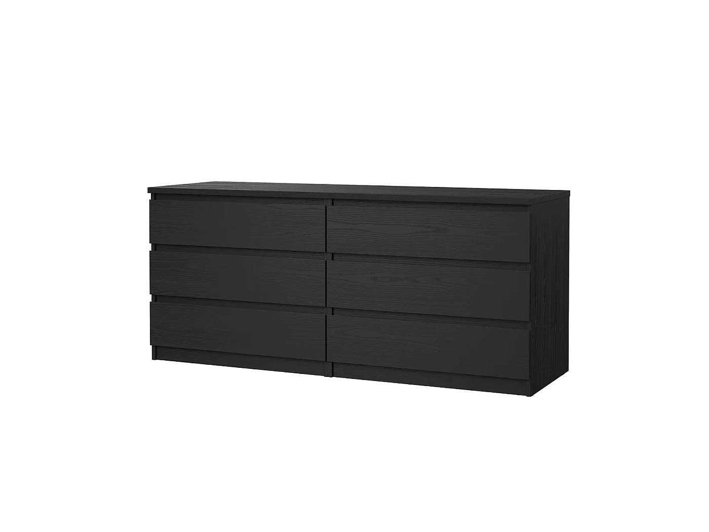 Dressoir Ylva Dubbel - Zwarte Houtnerflook met 6 Lades - 153,8 x 50 x 68 cm
