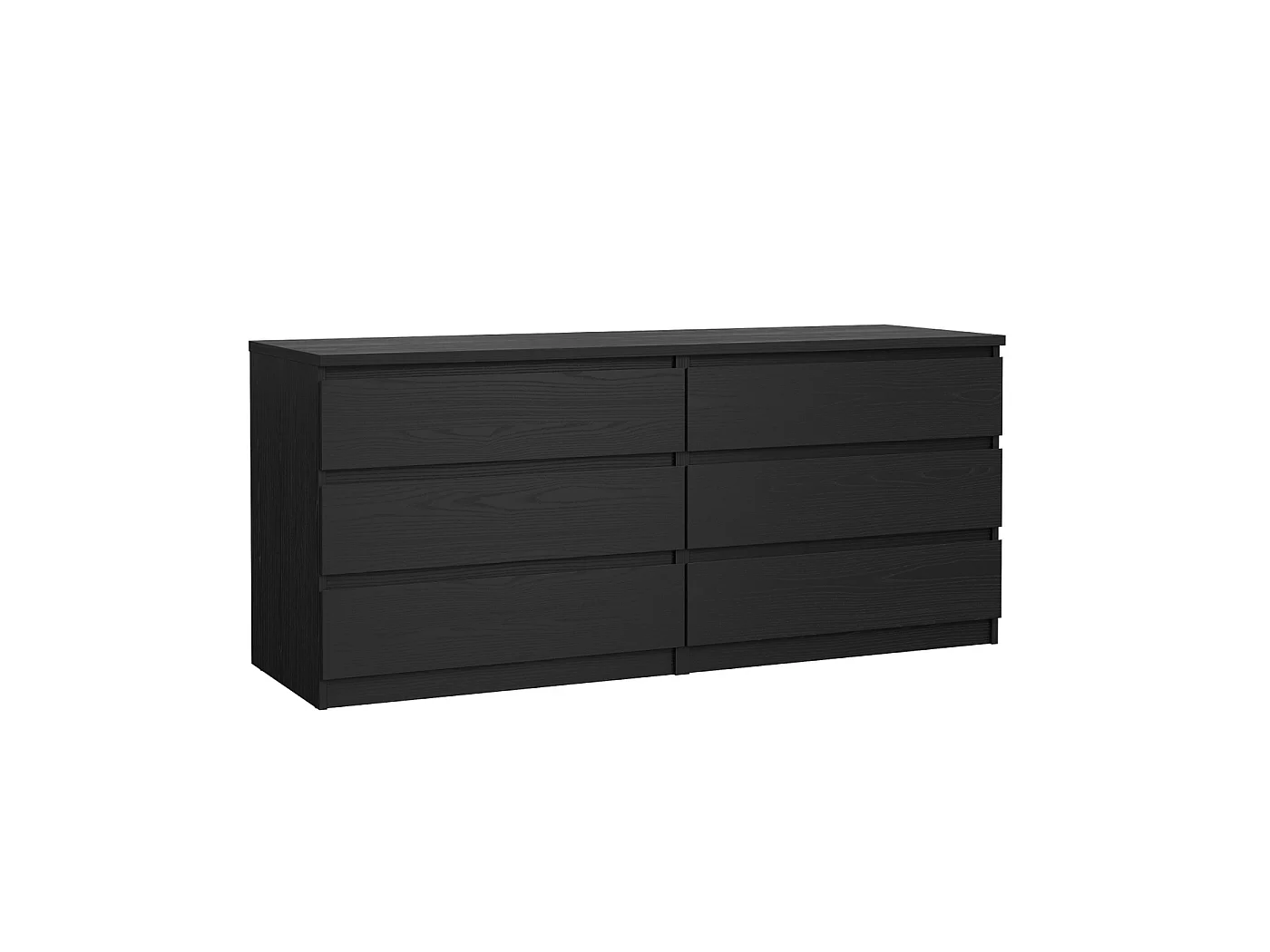 Dressoir Ylva Dubbel - Zwarte Houtnerflook met 6 Lades - 153,8 x 50 x 68 cm