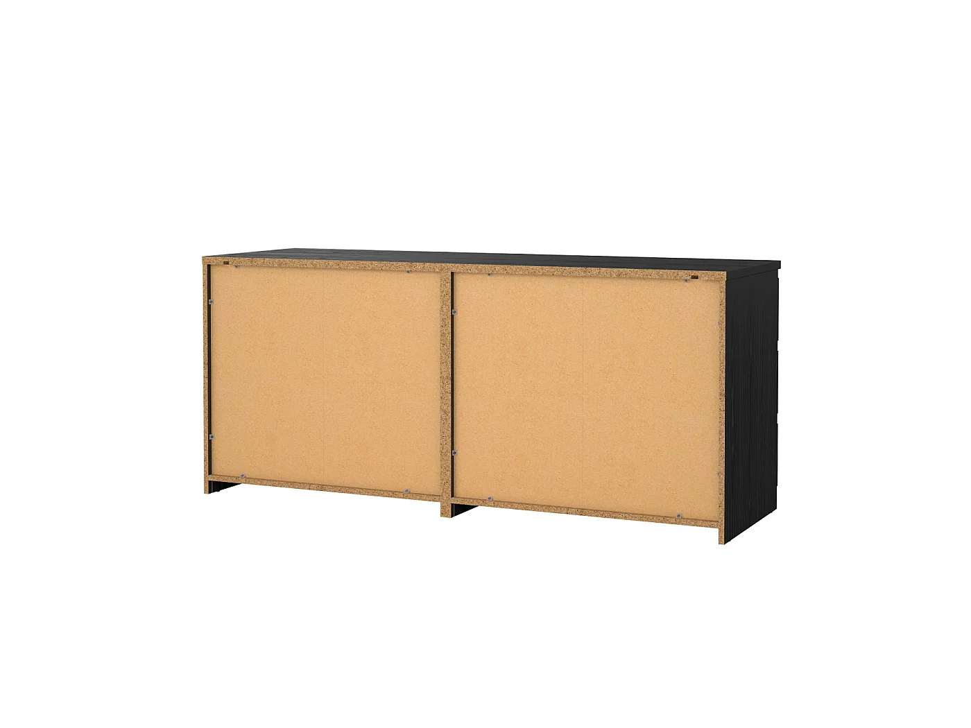 Dressoir Ylva Dubbel - Zwarte Houtnerflook met 6 Lades - 153,8 x 50 x 68 cm