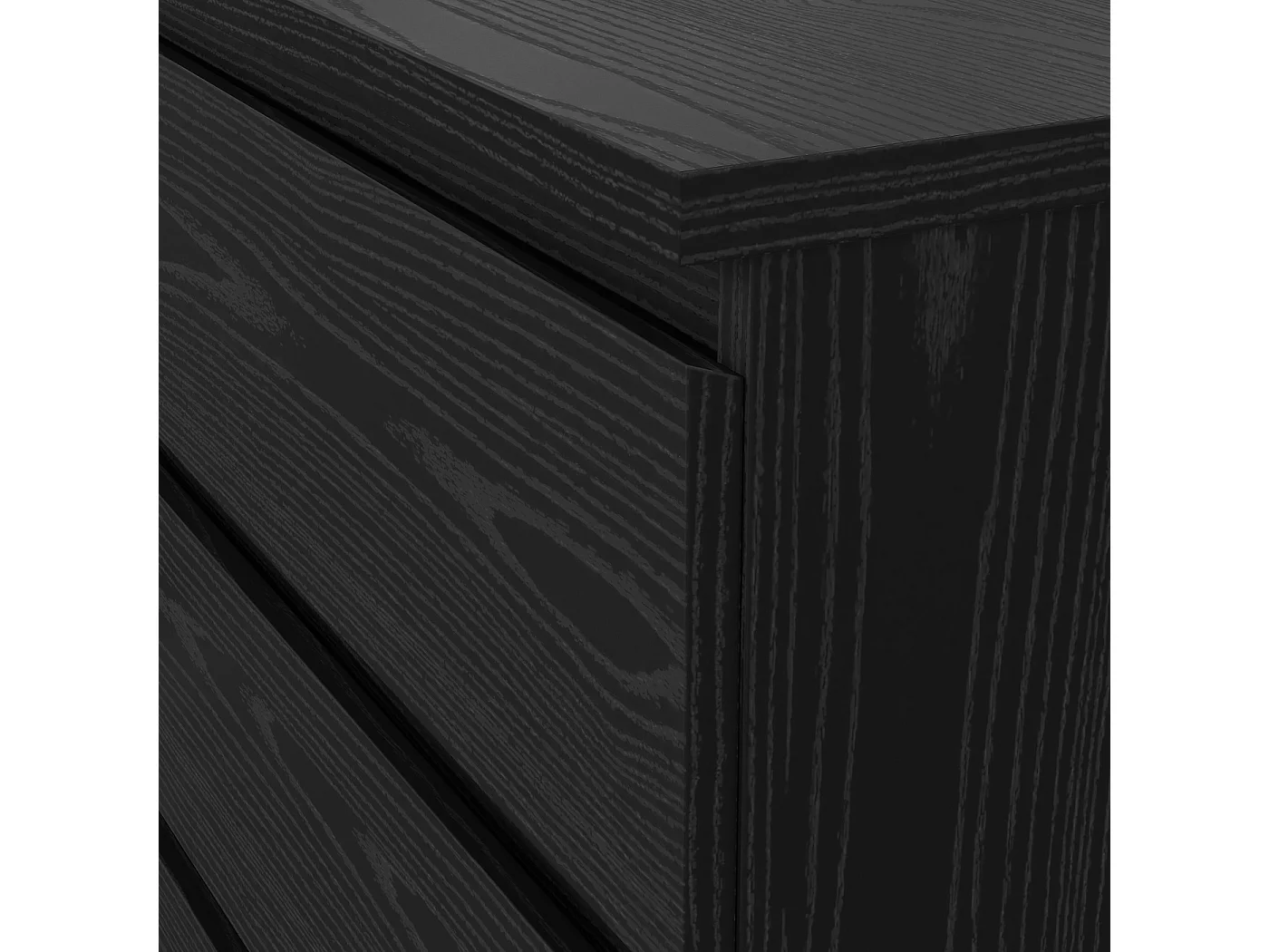 Dressoir Ylva Dubbel - Zwarte Houtnerflook met 6 Lades - 153,8 x 50 x 68 cm