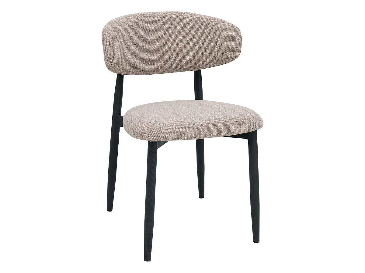 Eetkamerstoel Alexia - Taupe met Zwart Onderstel - Set van 2