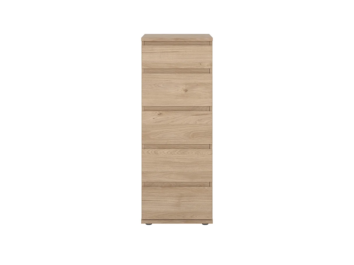 Ladekast Nova - Naturel Hickory Houtlook met 5 Lades - 40,2 x 40 x 106,6 cm