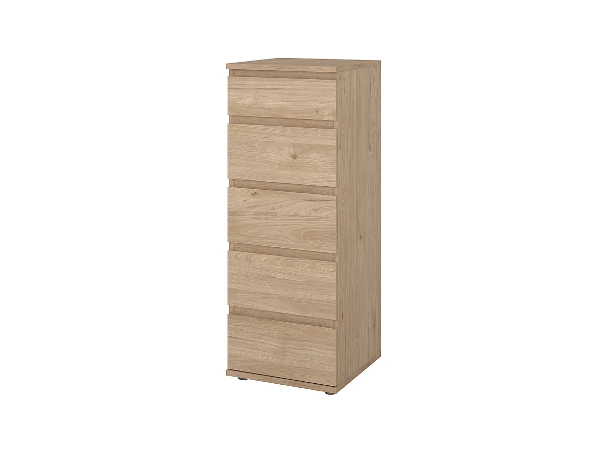 Ladekast Nova - Naturel Hickory Houtlook met 5 Lades - 40,2 x 40 x 106,6 cm
