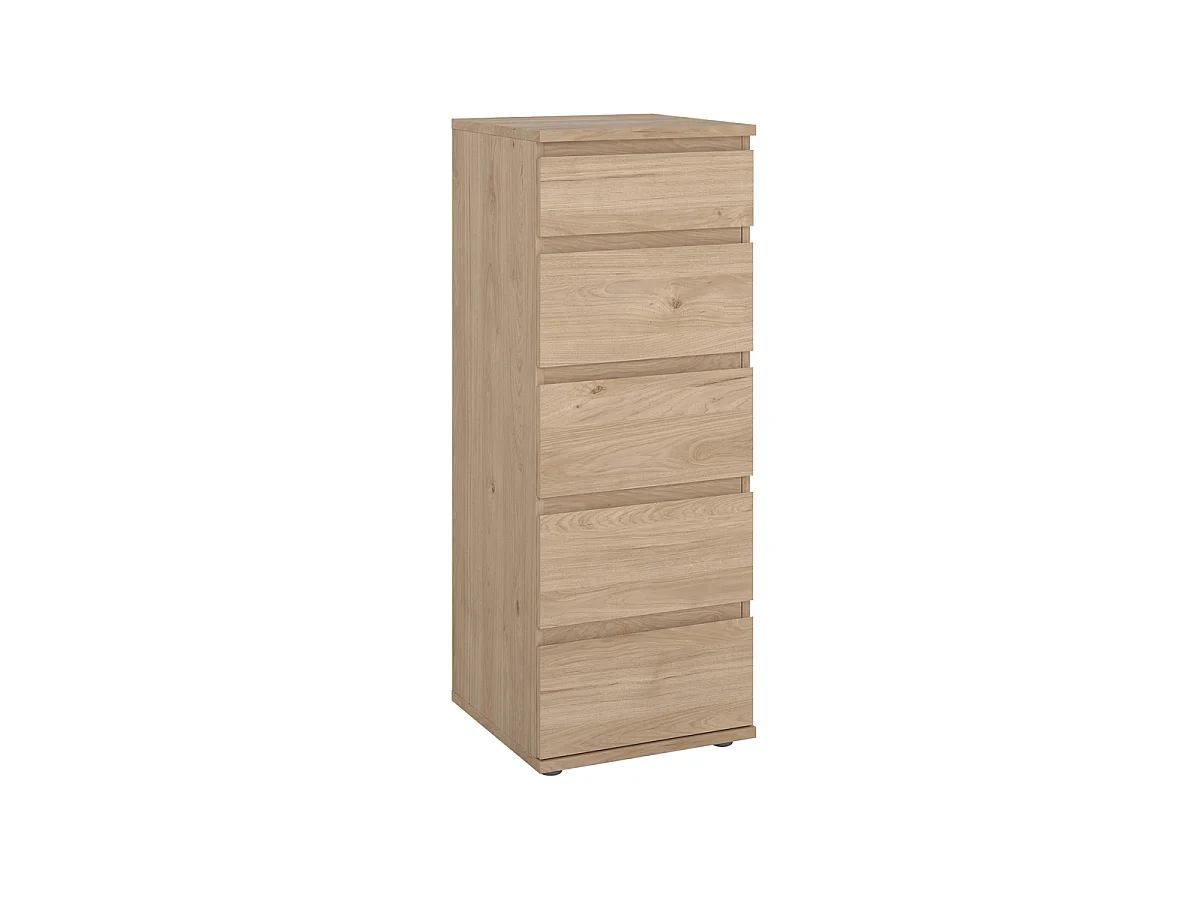 Ladekast Nova - Naturel Hickory Houtlook met 5 Lades - 40,2 x 40 x 106,6 cm