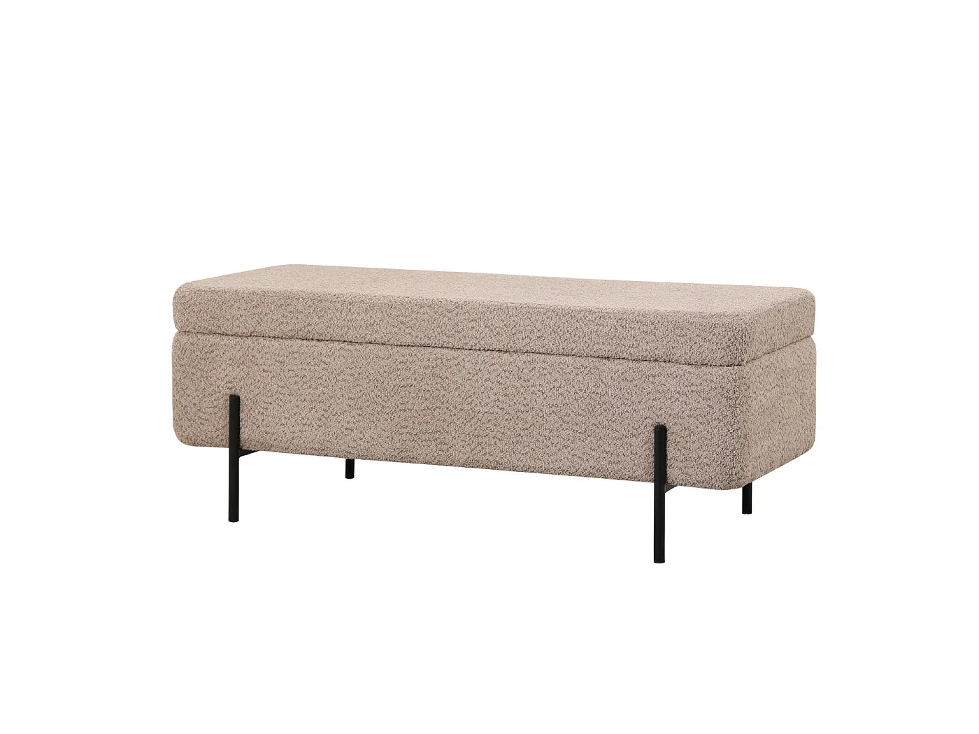 Opbergbank Jari - Taupe Bouclé met Opbergruimte - 110 cm