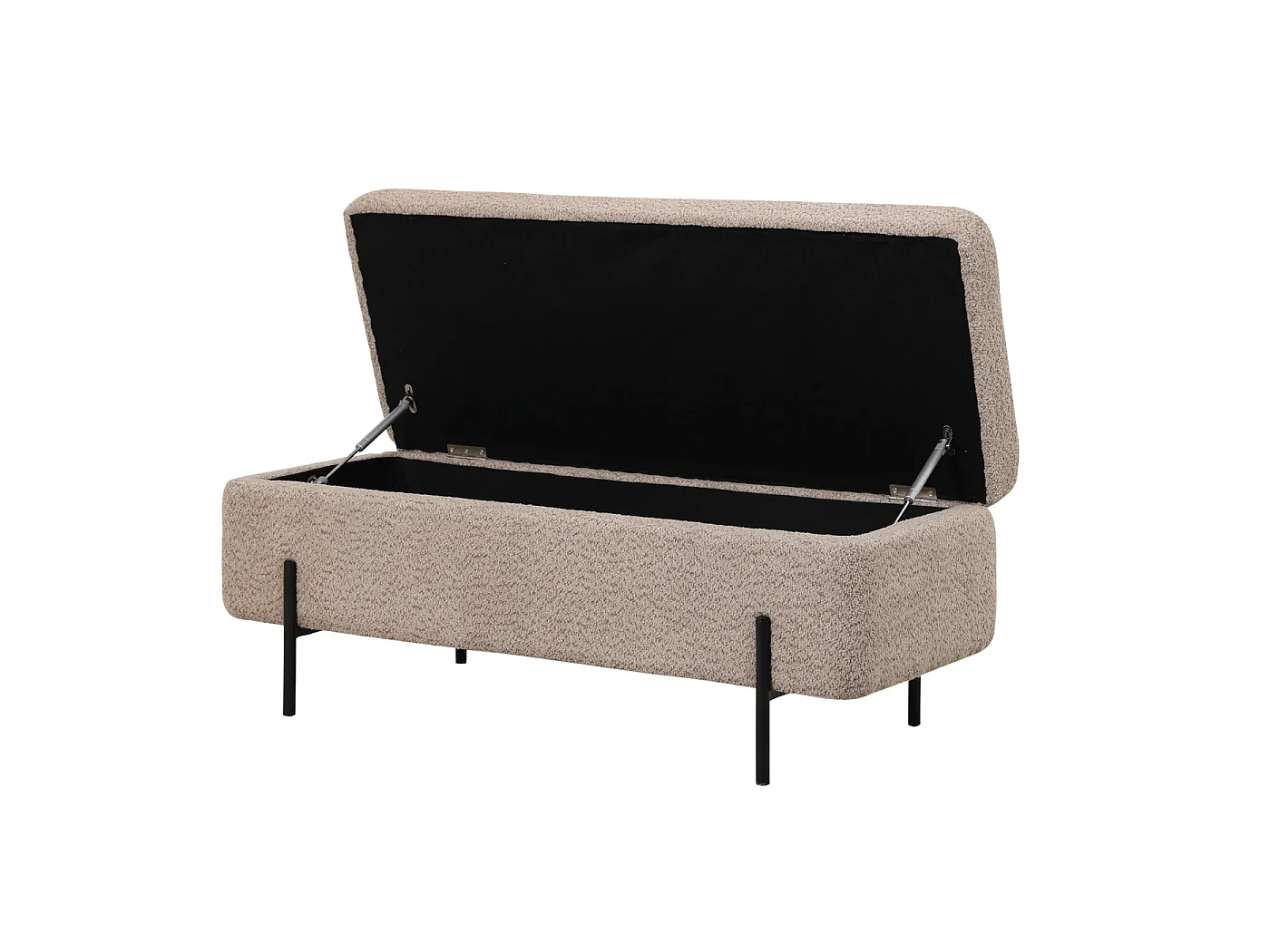 Opbergbank Jari - Taupe Bouclé met Opbergruimte - 110 cm