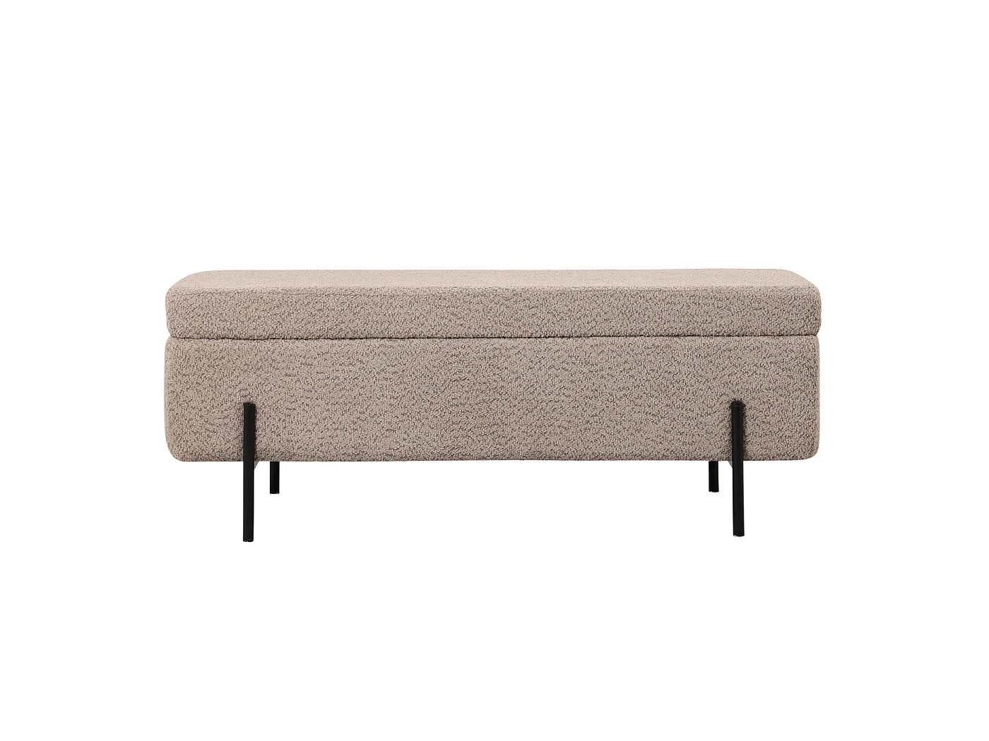 Opbergbank Jari - Taupe Bouclé met Opbergruimte - 110 cm