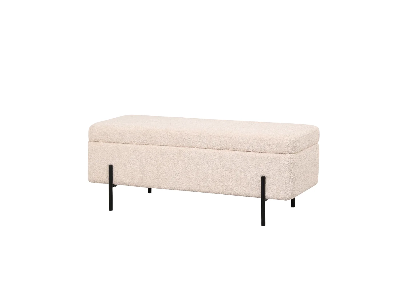 Opbergbank Jari - Beige Bouclé met Opbergruimte - 110 cm