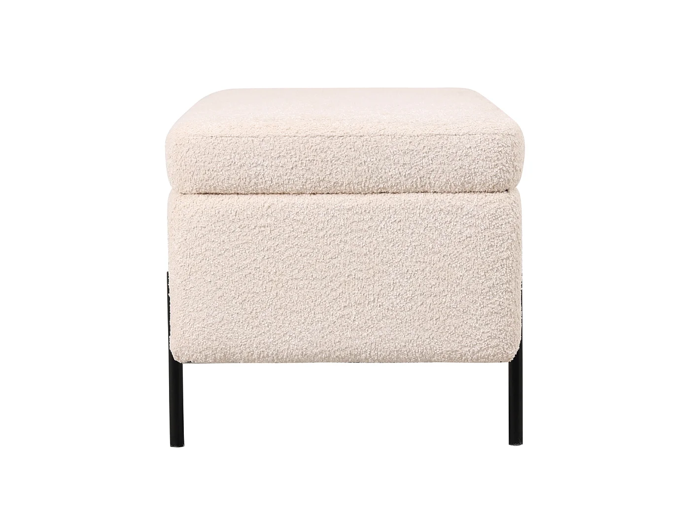 Opbergbank Jari - Beige Bouclé met Opbergruimte - 110 cm