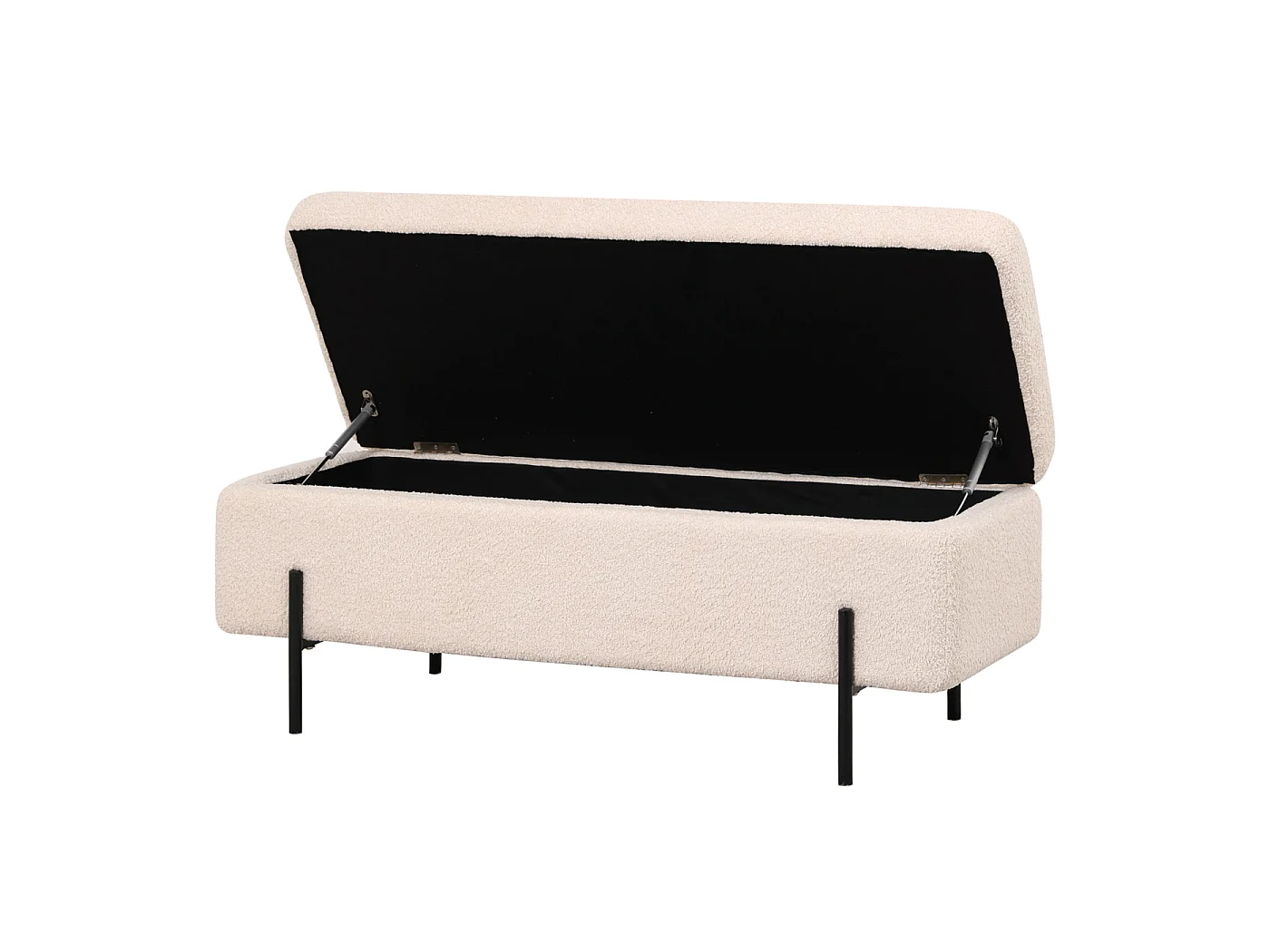 Opbergbank Jari - Beige Bouclé met Opbergruimte - 110 cm