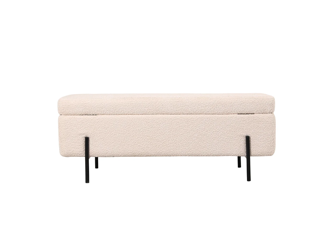 Opbergbank Jari - Beige Bouclé met Opbergruimte - 110 cm