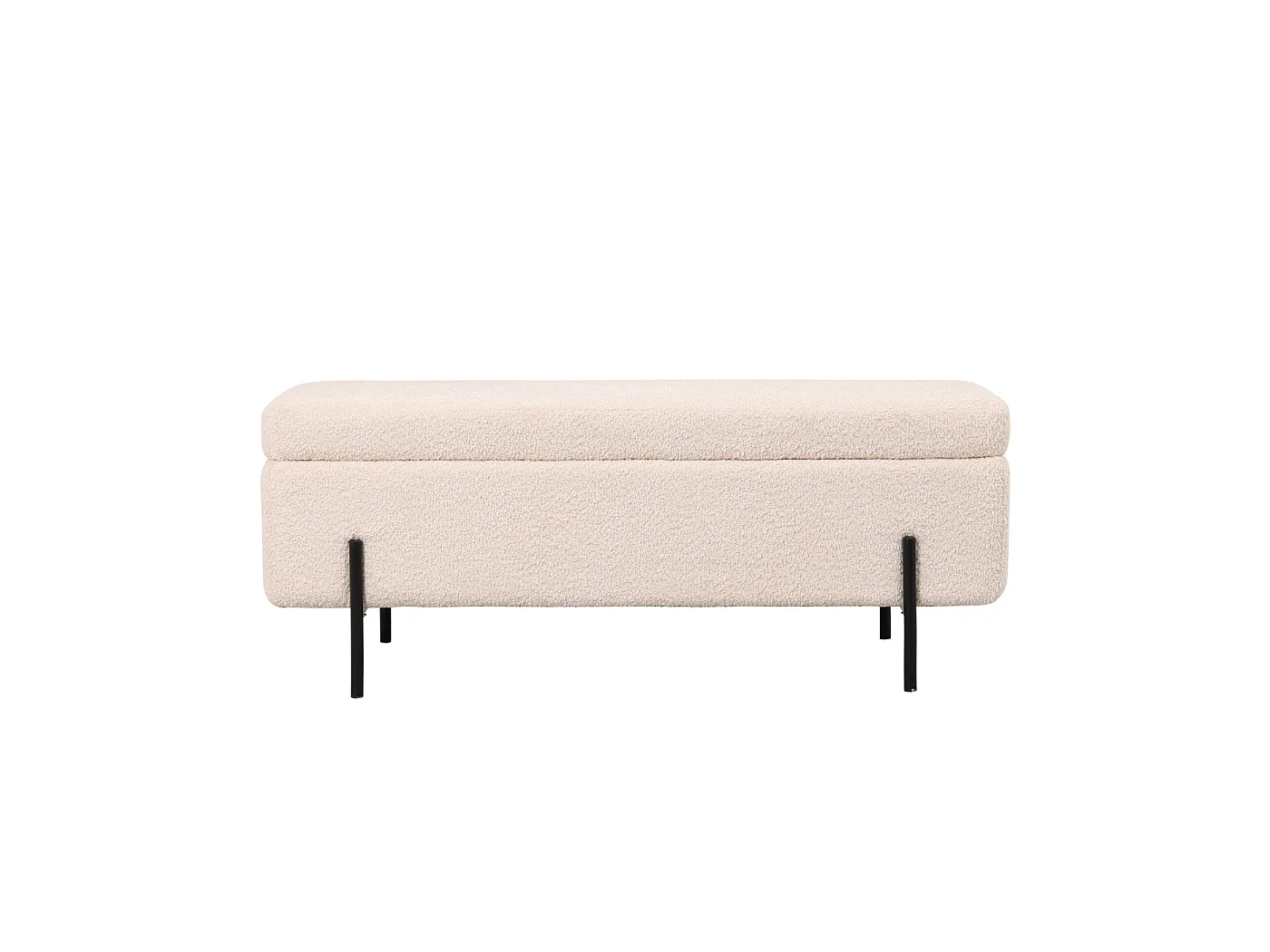 Opbergbank Jari - Beige Bouclé met Opbergruimte - 110 cm