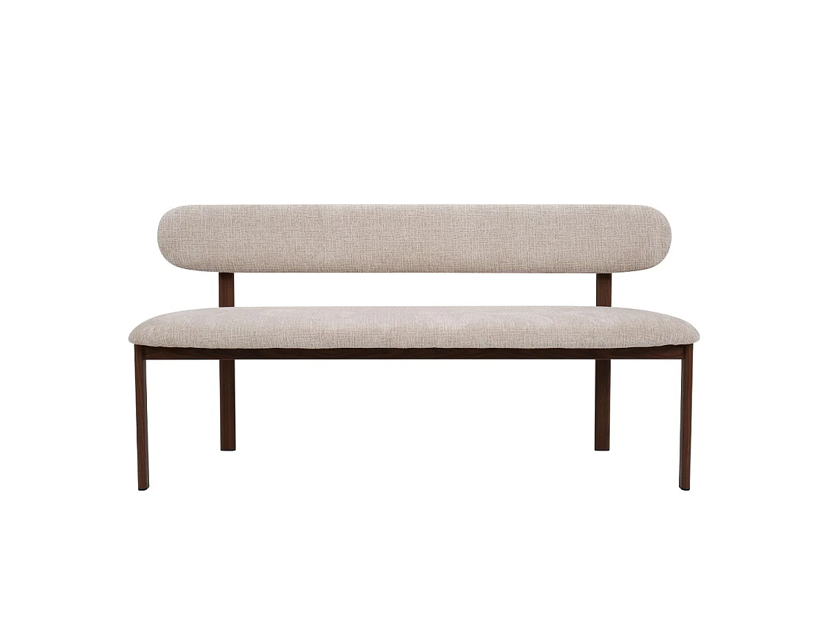 Eetkamerbank Noor - Beige met Walnootkleurig Onderstel - 200 cm