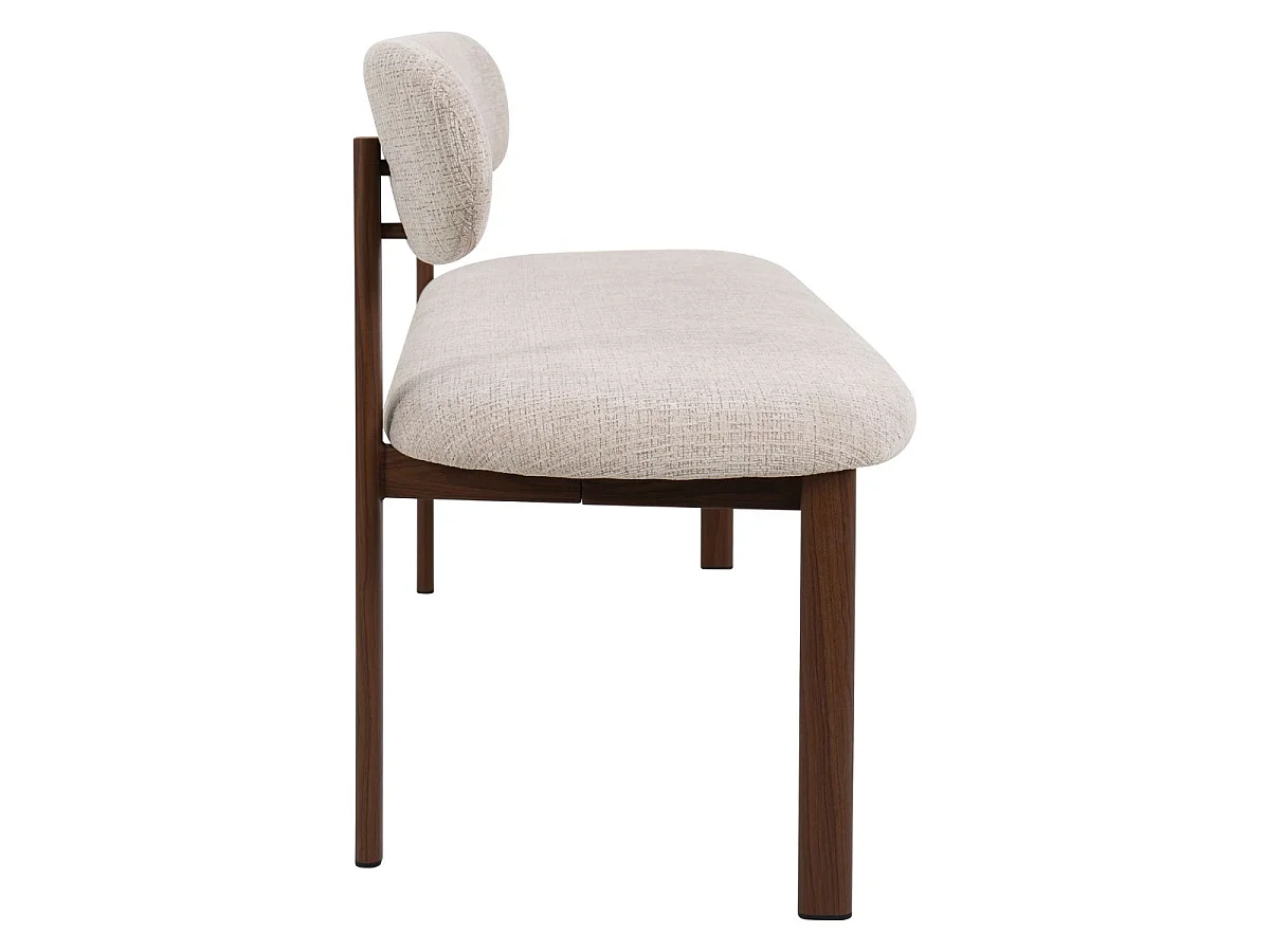 Eetkamerbank Noor - Beige met Walnootkleurig Onderstel - 200 cm