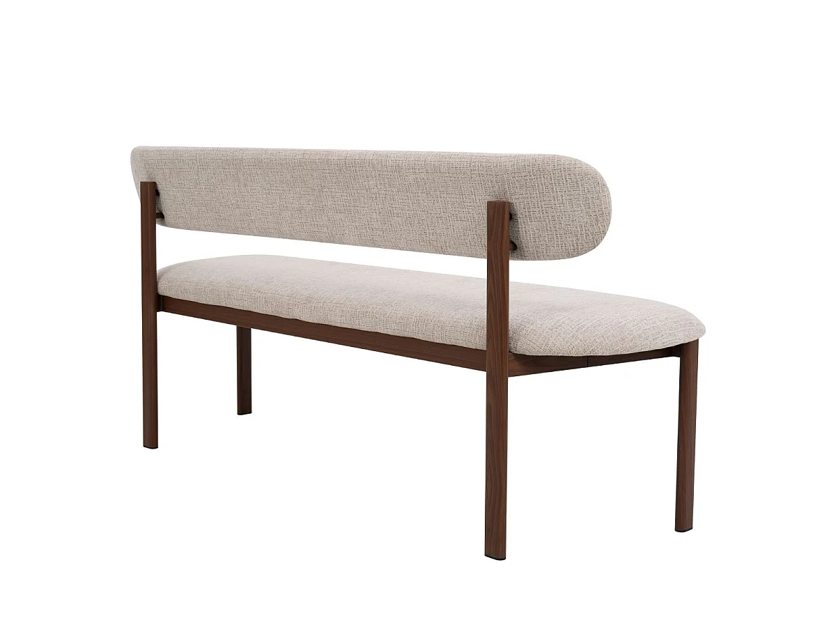 Eetkamerbank Noor - Beige met Walnootkleurig Onderstel - 200 cm