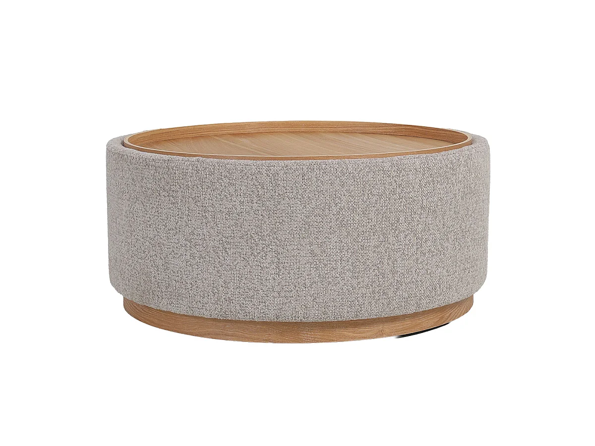 Salontafel Marcia - Rond Taupe/Naturel met Opbergruimte - Ø 83 x 40 cm