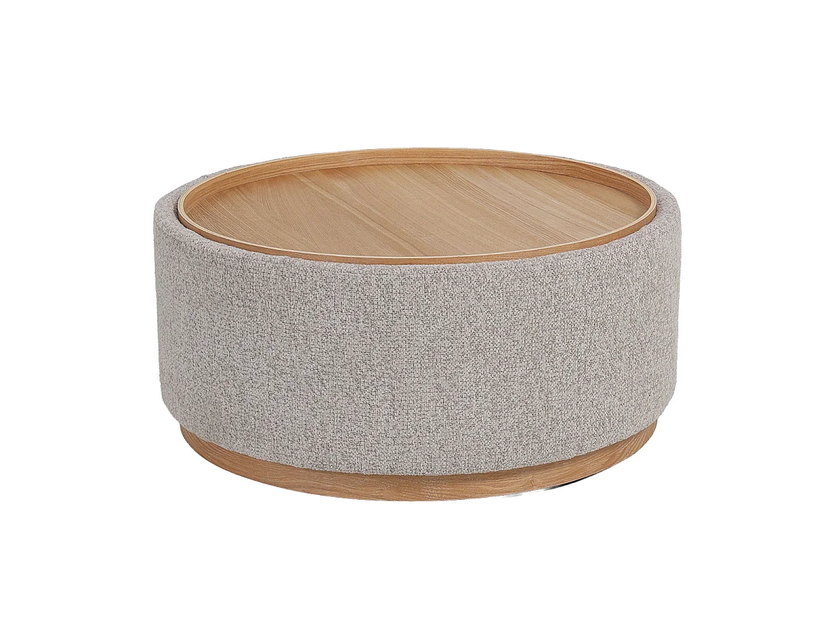 Salontafel Marcia - Rond Taupe/Naturel met Opbergruimte - Ø 83 x 40 cm