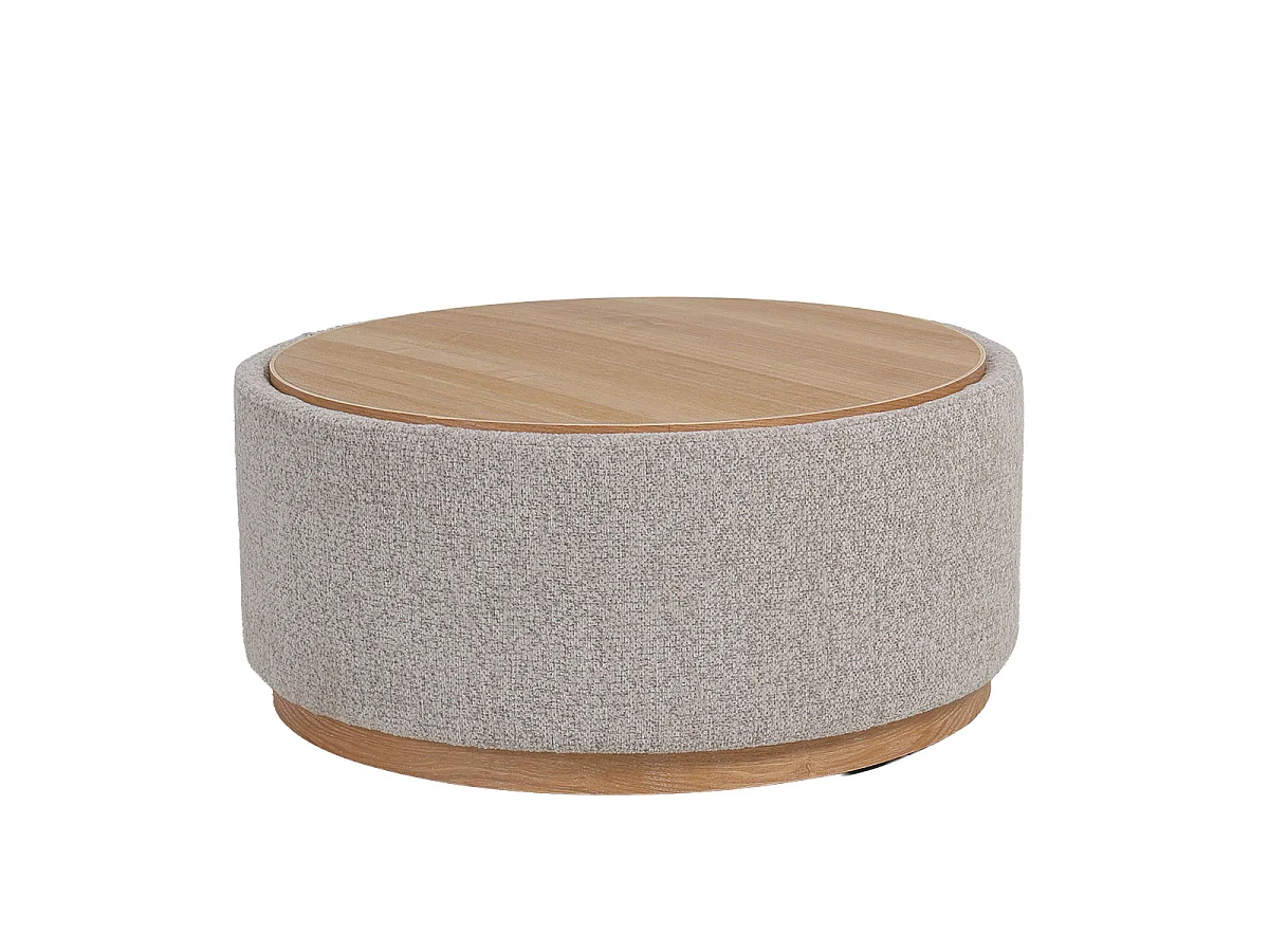 Salontafel Marcia - Rond Taupe/Naturel met Opbergruimte - Ø 83 x 40 cm