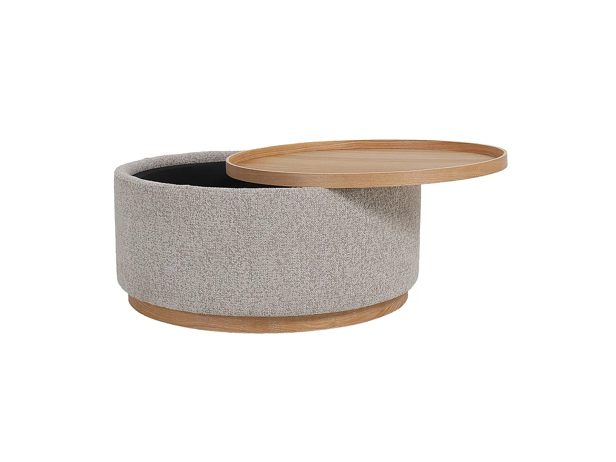 Salontafel Marcia - Rond Taupe/Naturel met Opbergruimte - Ø 83 x 40 cm