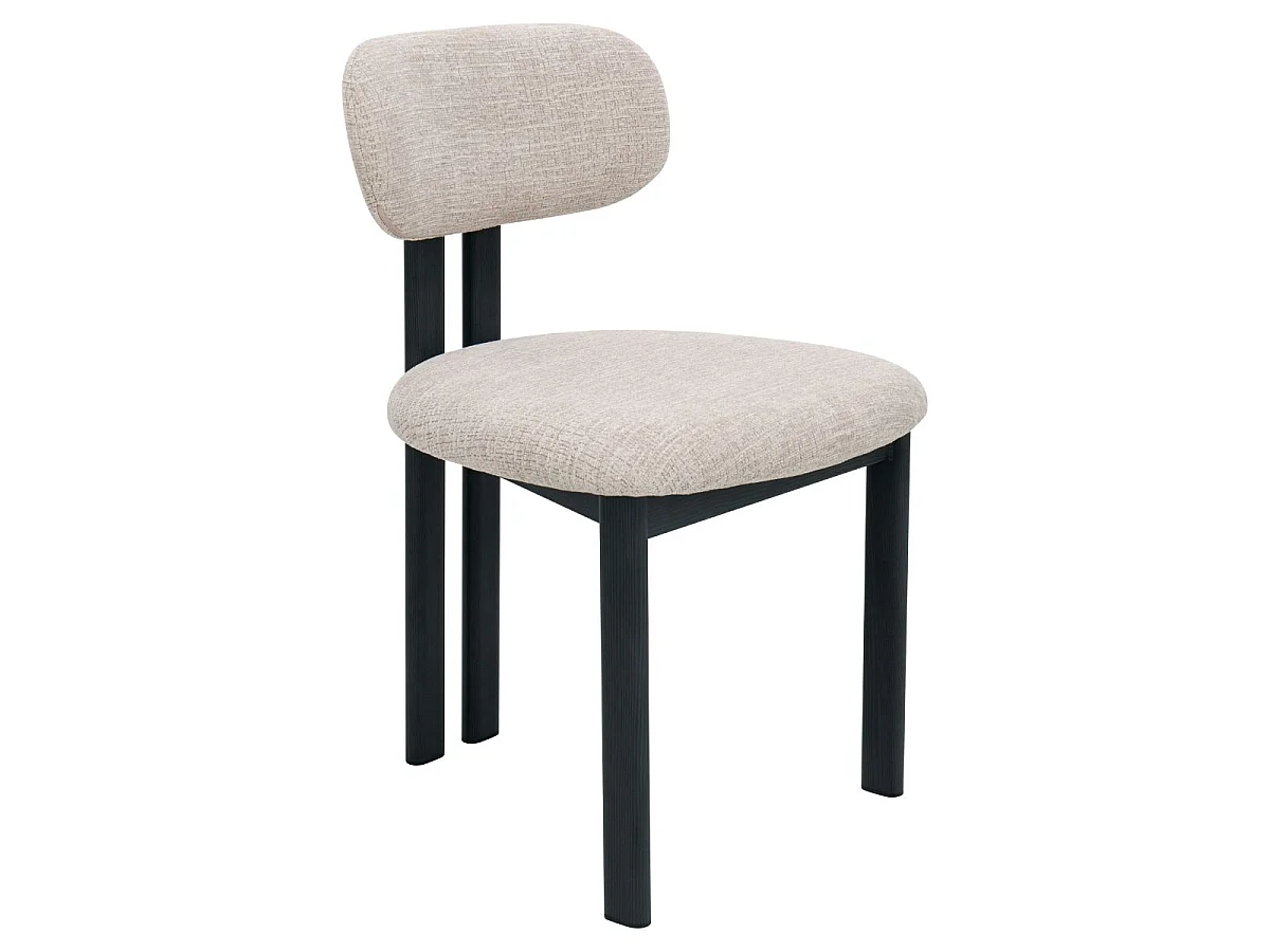 Eetkamerstoel Noor - Beige met Zwart Onderstel - Set van 2