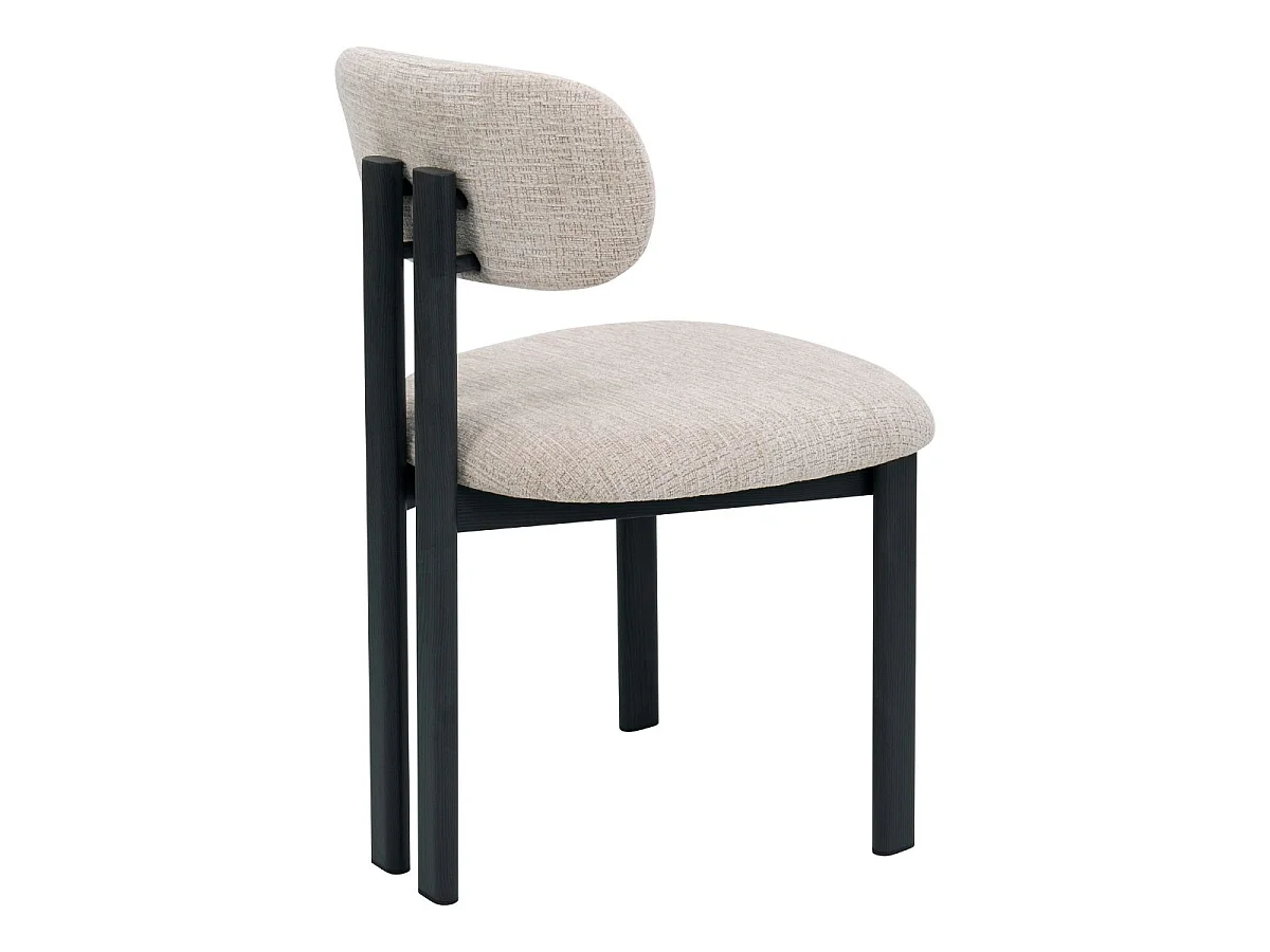 Eetkamerstoel Noor - Beige met Zwart Onderstel - Set van 2