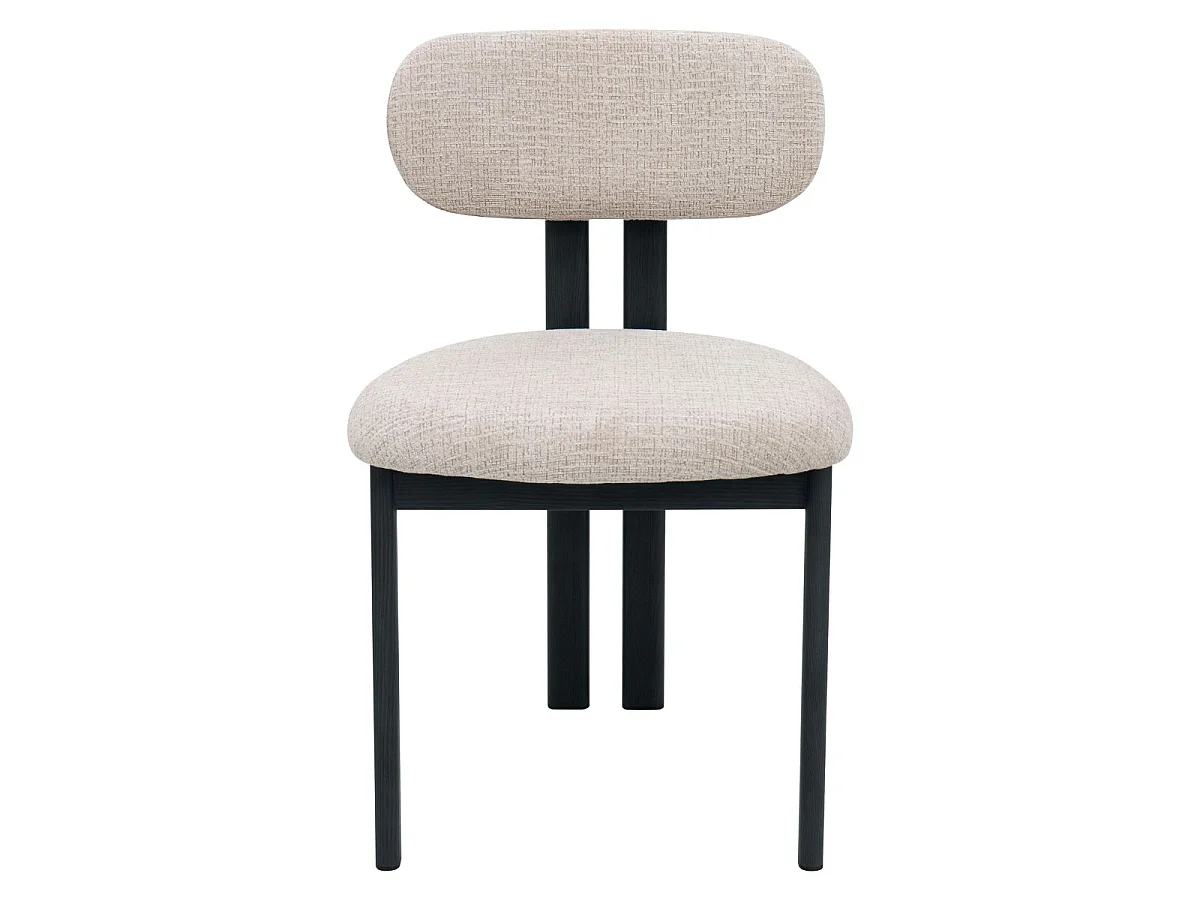 Eetkamerstoel Noor - Beige met Zwart Onderstel - Set van 2
