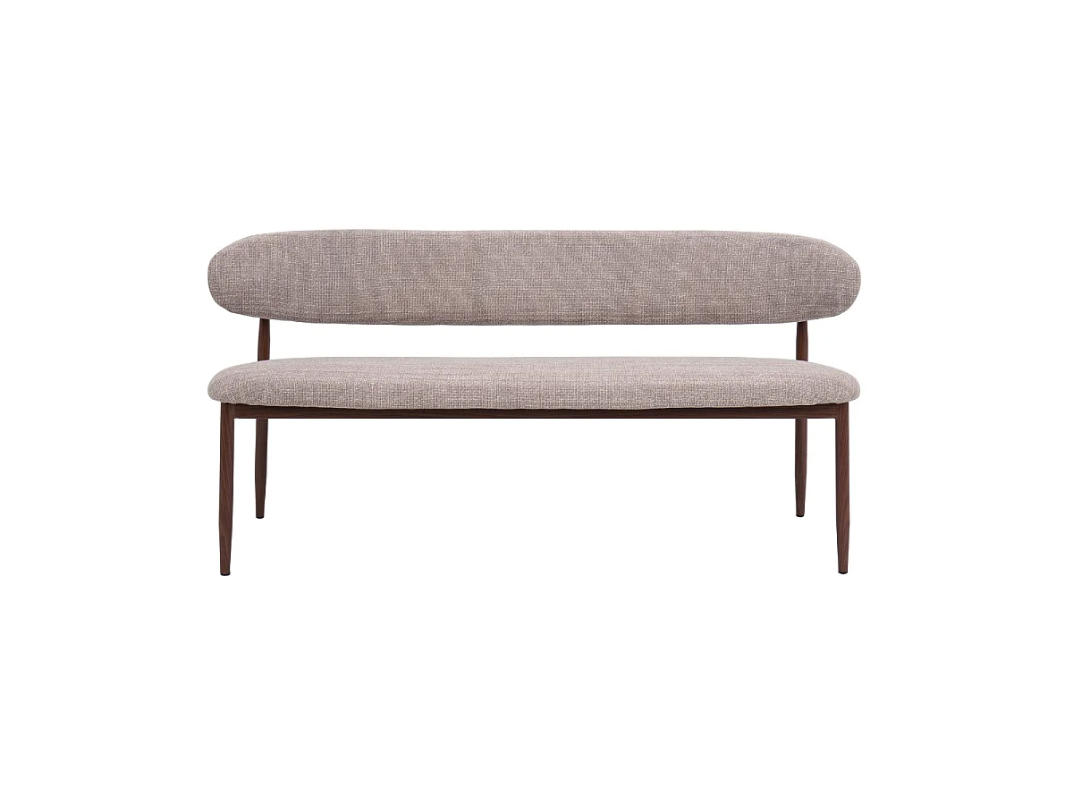 Eetkamerbank Alexia - Taupe met Walnootkleurig Onderstel - 180 cm