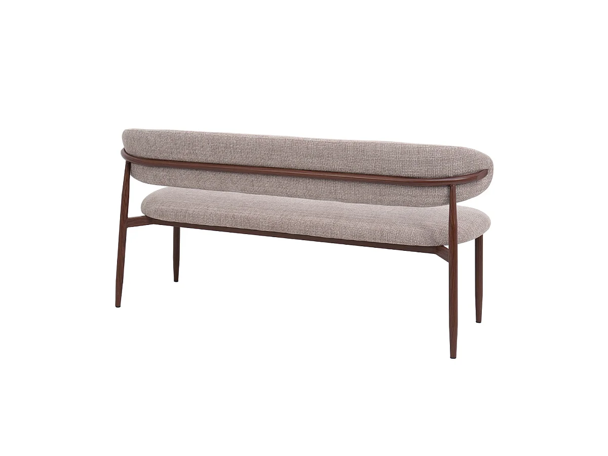 Eetkamerbank Alexia - Taupe met Walnootkleurig Onderstel - 180 cm