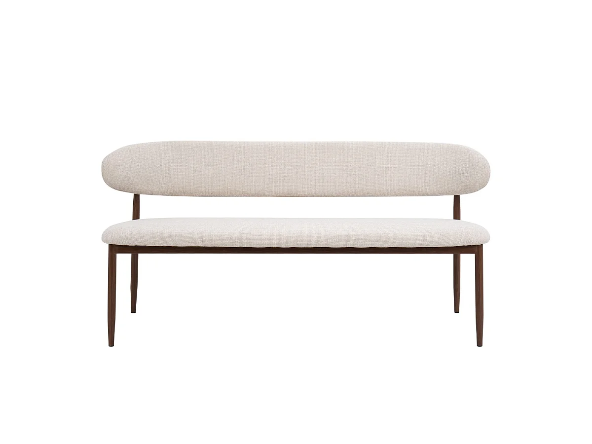 Eetkamerbank Alexia - Beige met Walnootkleurig Onderstel - 180 cm