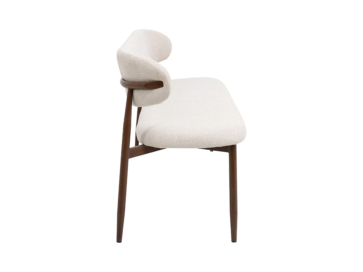 Eetkamerbank Alexia - Beige met Walnootkleurig Onderstel - 180 cm