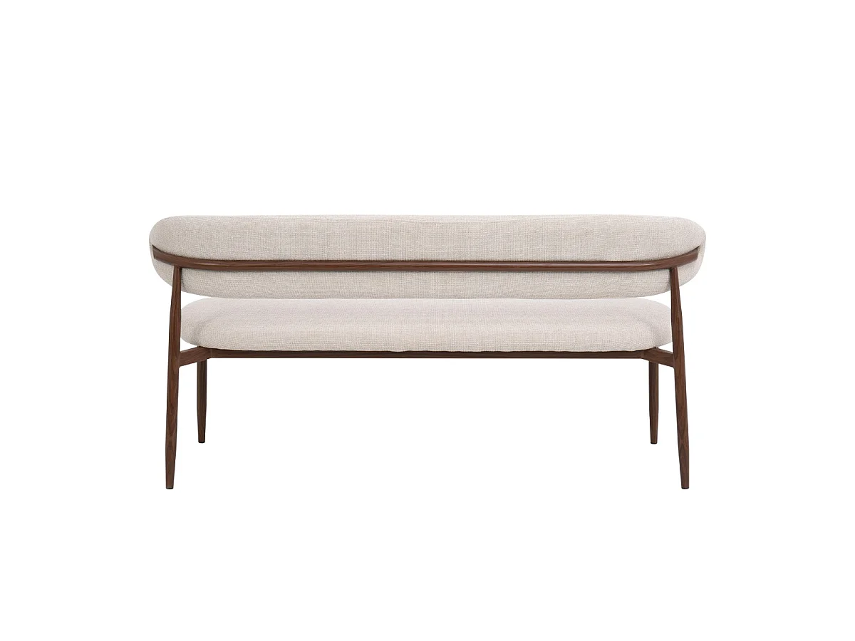 Eetkamerbank Alexia - Beige met Walnootkleurig Onderstel - 180 cm