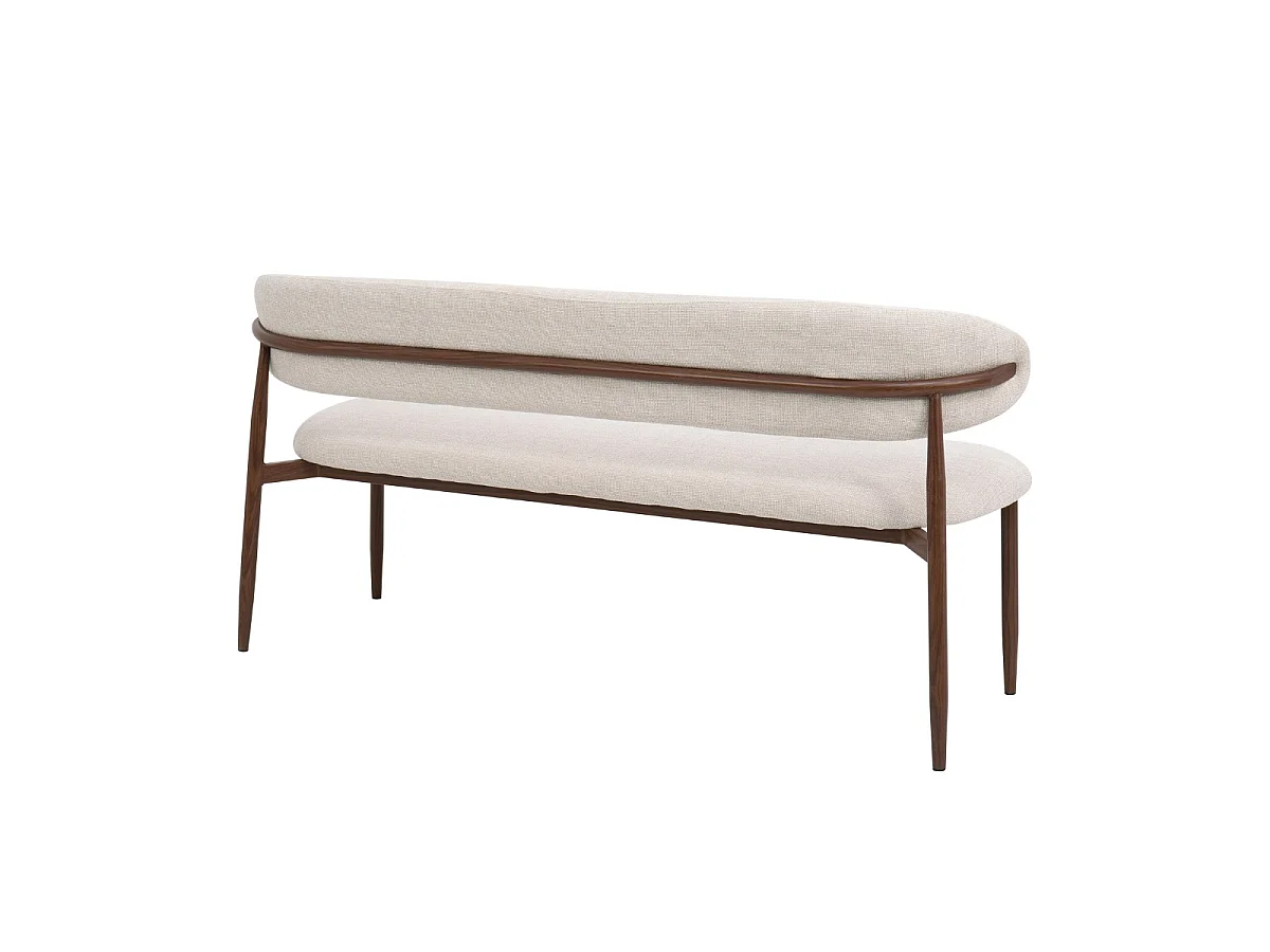 Eetkamerbank Alexia - Beige met Walnootkleurig Onderstel - 180 cm