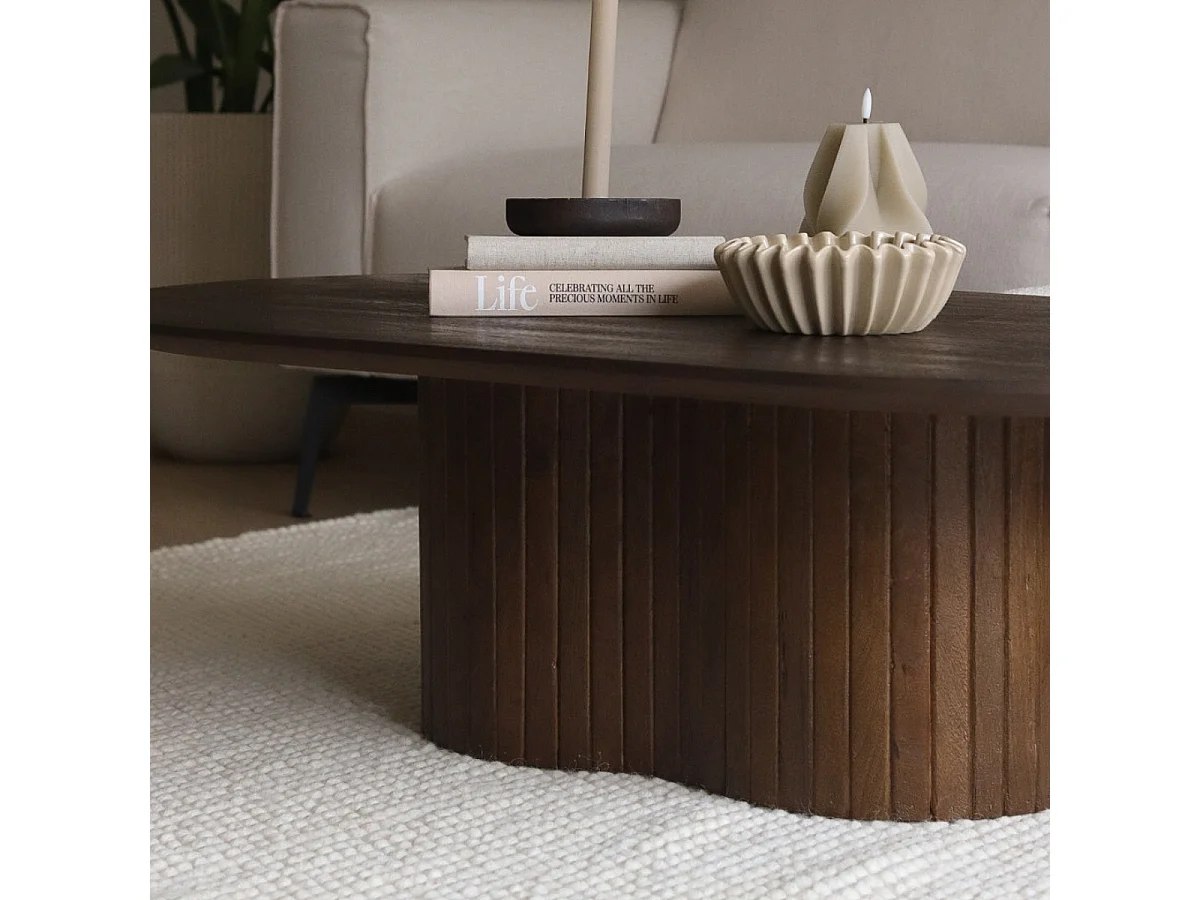 Salontafel Ava - Ovaal Mangohout Walnootkleurig - 120 cm