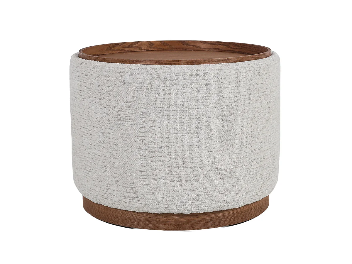 Salontafel Marcia - Rond Beige/Walnootkleurig met Opbergruimte - Ø 55 x 42 cm