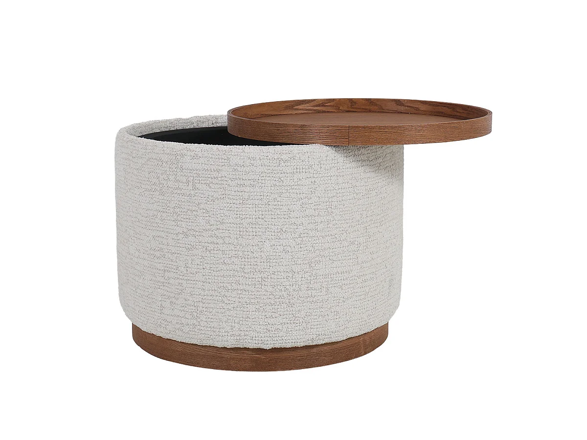 Salontafel Marcia - Rond Beige/Walnootkleurig met Opbergruimte - Ø 55 x 42 cm