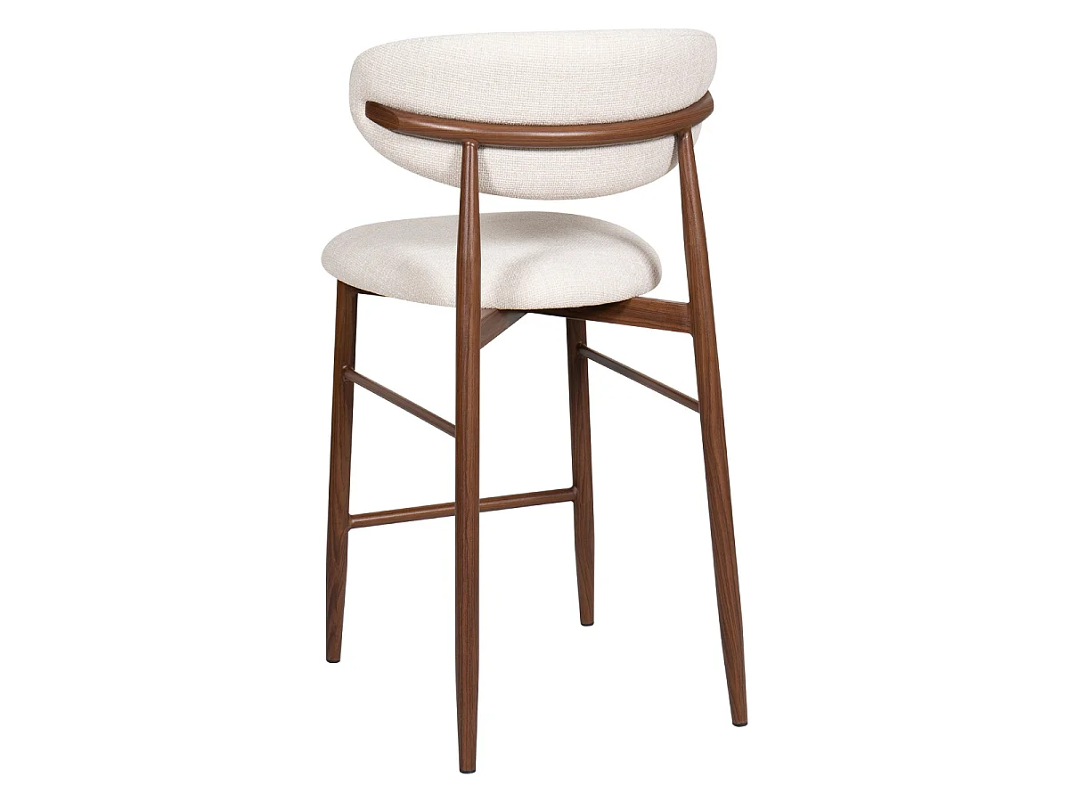 Barstoel Alexia - Beige met Walnootkleurig Onderstel - Set van 2