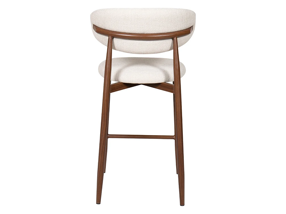 Barstoel Alexia - Beige met Walnootkleurig Onderstel - Set van 2