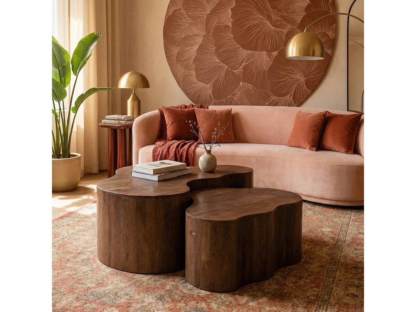 Salontafel Moos - Organisch Mangohout Walnootkleurig - 70 cm