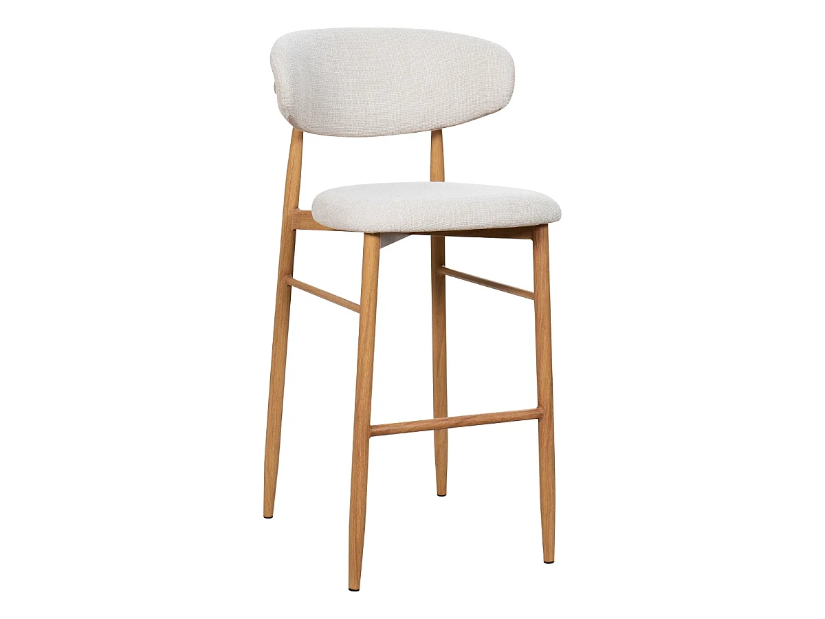 Barkruk Alexia - Beige met Naturelkleurig Onderstel - Set van 2